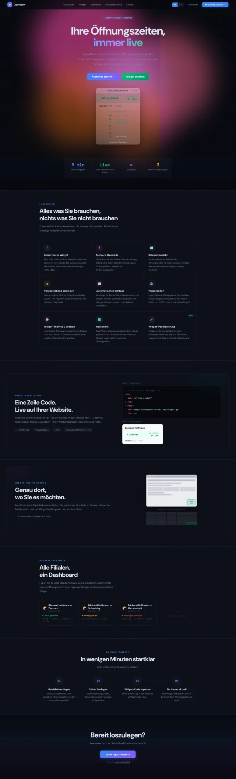 OpenNow — SaaS Business Hours Widget